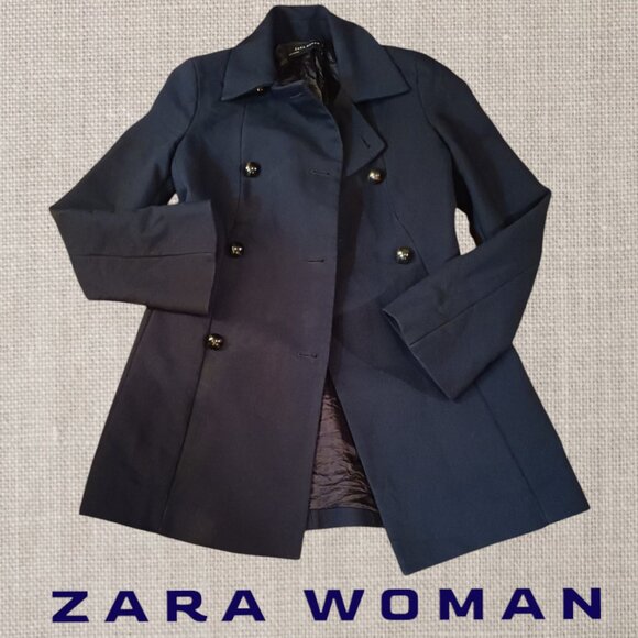 ZARA WOMAN Wool Double Breasted Thigh Length Peacoat XS - Picture 15 of 16